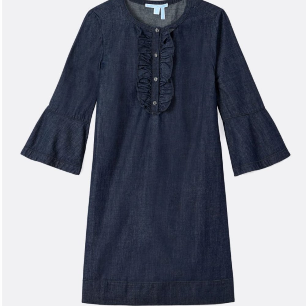 Draper James Chambray Bell Sleeve Ruffle Dress - Picture 2 of 6